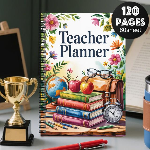 TEMU Planner Spiral Notebook Featuring A Score And Attendance , Designed With A Professional Educator Magazine Theme - An Academic Organizer For Teachers, Complete With Planner Additions