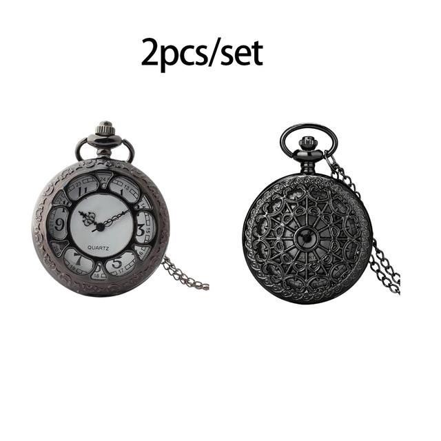 TEMU 2pcs Set: Hollow Petal Pocket Watch With Sunflower Design, Quartz Pocket Watch, Classic Hollow Pattern Necklace Pocket Watch