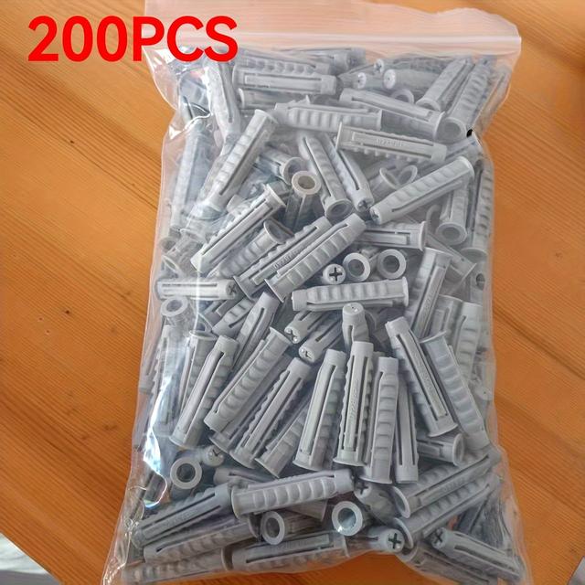 TEMU 400/200/100pcs Gray Plastic Expansion Plugs Four-sided Expansion Tube Expansion Plug Rubber Plug Options, Universal Multi-functional For Non-institutional Light Fixtures