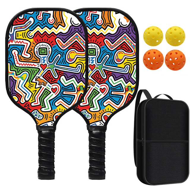 TEMU Pickleball Paddle Set 2rackets 4balls&1storage Carry Bag, Reinforced Fiberglass Surface Honeycomb Polypropylene Core Id 260117-143050
