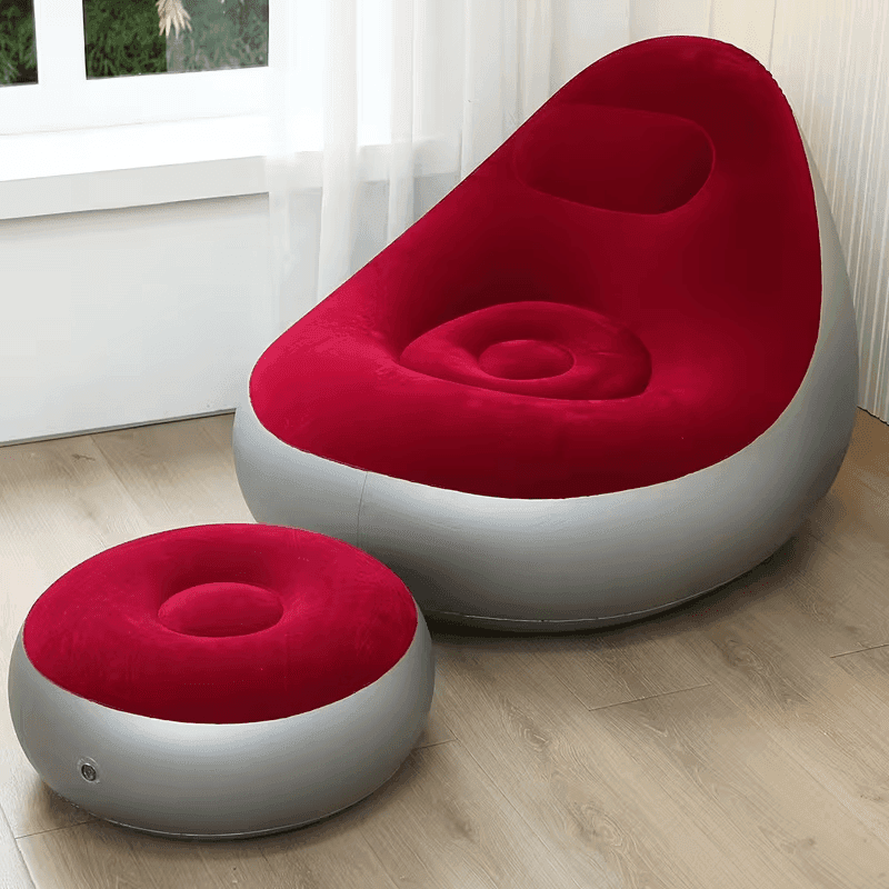 TEMU Inflatable Lounger Sofa Creative Chair, Portable Air Bean Bag For Camping, Hiking, Indoor Sunbathing - No Needed, Durable Plastic Material