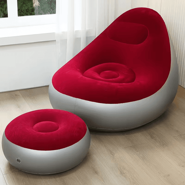 TEMU Inflatable Lounger Sofa Creative Chair, Portable Air Bean Bag For Camping, Hiking, Indoor Sunbathing - No Needed, Durable Plastic Material