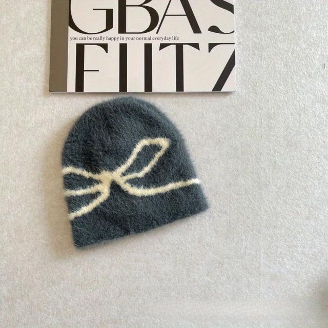 TEMU 1pc 판타지 주제 아크릴 베니 하트, 자카드 니트로 만든 가벼운 신축성 있는 니트 캡, 토글 클로저, 손세탁 가능한 새해 액세서리, 보우클로 디자인