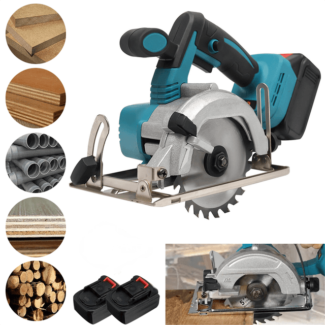 TEMU 1 Set Brushless Lithium Electric Circular Saw, 1/ 2 X Battery 5-inch Rechargeable Portable Woodworking Saw, Stone Cutting Machine, Inverted Disc Cutting Electric Saw, For Woodworking And Garden
