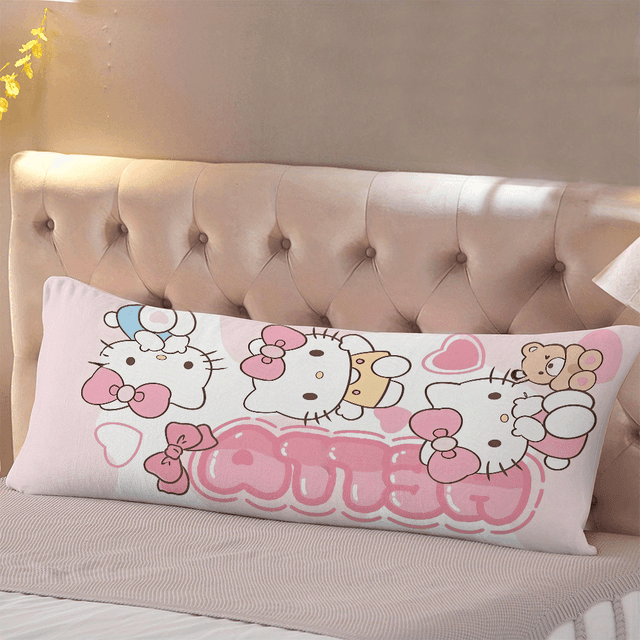 TEMU وسادة دعم كامل الجسم من سانريو هيلو كيتي 1 قطعة، 20x54 بوصة - ذات وجهين، مريحة وقابلة للتنفس للنوم على الجانب أو الظهر أو البطن - إغلاق بسحاب، قابلة للغسيل في الغسالة (بدون لب الوسادة)