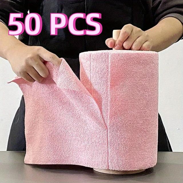 TEMU 50 Rolls Of Reusable Cleaning Wipes, Household Kitchen Cloths, Microfiber Towel Rolls, Dish Cloths, Wash Towel Replacements, Cleaning Supplies, Cleaning Tools