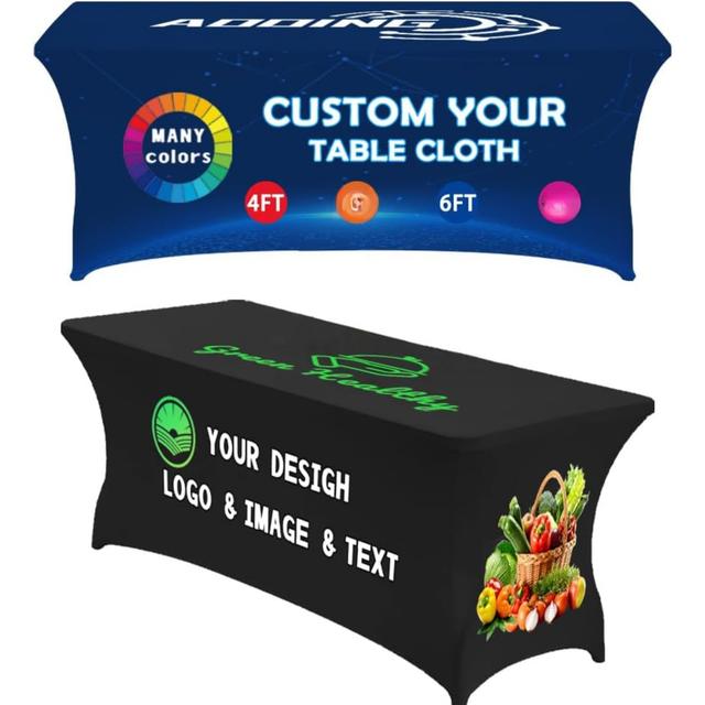 TEMU Personalized Table Covers Featuring Your Business Logo, Available In 4ft And 6ft Sizes, Perfect For Trade Shows, Events, Birthdays, Weddings, Anniversaries, And More.