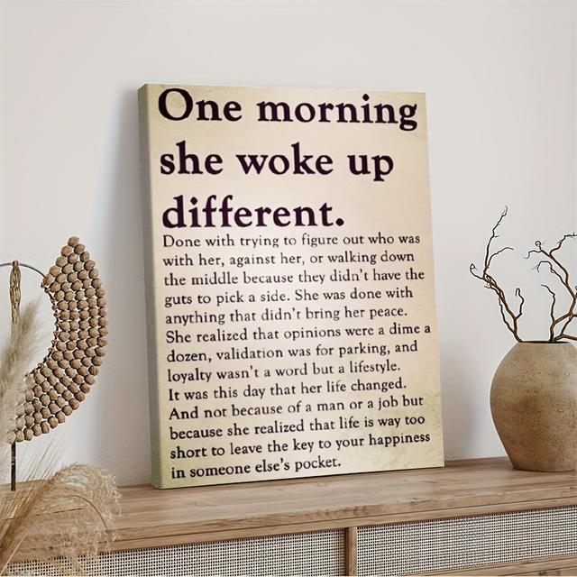 TEMU 1pc " Different" Framed Canvas Wall Art - Empowerment Quote, Minimalist/art Deco Contemporary Print Suitable For Room Decor, Motivational For &, Framed Art Print (no Color), 2d Flat