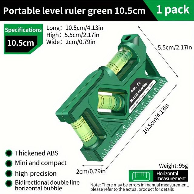 TEMU Level Ruler With Magnetic Base, 3 Bubble Level Indicator, Impact Abs Construction, Professional Measuring Tool For Home Use, Angle Measurement, Shockproof Design, Easy To Read Display