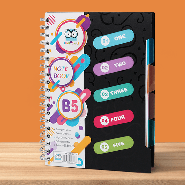 TEMU Extra Thick 240 Page Spiral Notebook - Durable Pp 5 Subject Divider Notebooks With Colorful Covers - Available In A5/b5 Sizes