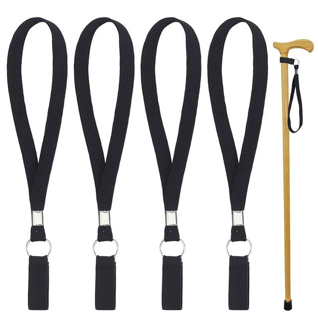 TEMU Sada 4 nylonových popruhů na zápěstí pro chodítka, určená pro a podpůrné hůlky, vhodná pro seniory, s kovovými prvky v černé barvě, rozměry 245X20.5X4Mm, spolu se šicí sadou pro děti