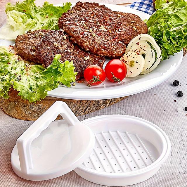 TEMU 1pc Plastic Burger Press Patty Maker Mold - Manual Hamburger Meat Cheese Veggie Press For Outdoor Picnic Bbq Grill Kitchen Tool Accessory