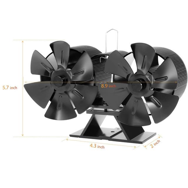 TEMU Compact Dual-motor 12-blade Heat-powered Stove Fan Converts Fireplace Heat To Distribute Warmth , Enhancing Wood Stove While Saving Fuel