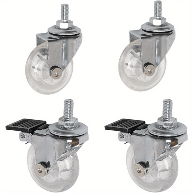 TEMU 4pcs 2 Inch Stem Caster Wheels, Threaded Stem Castors - , 360 Degree Rotation, Soft Polyurethane Brake, M8x25, Tpu Material, Non-slip, Durable,