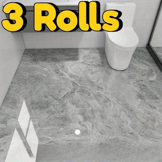 TEMU 3 Rollen Marmor-Bodenaufkleber – Selbstklebende Vinylfliesen für Schlafzimmer, Badezimmer – DIY-Montage, Realistisch, PVC-Bodenbelag