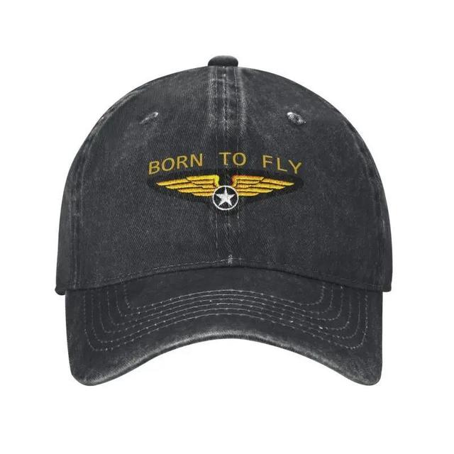TEMU [] Pilot Baseball Cap - Adjustable Cotton Dad Hat For , Aviation-themed Design With Wings & Stars, Lightweight & Breathable For Outdoor Activities