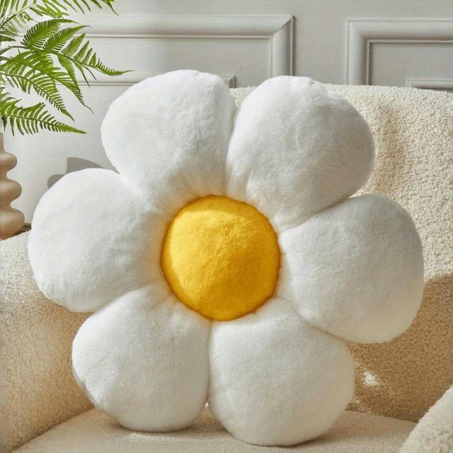 TEMU Pink Floral Plush Pillow - Soft, Decorative Flower-shaped Cushion For Living Room Or Bedroom, Spring & Easter Decor, Ideal Gift For , Accessory | Pillow | Polyester Fiber, Flower Decor