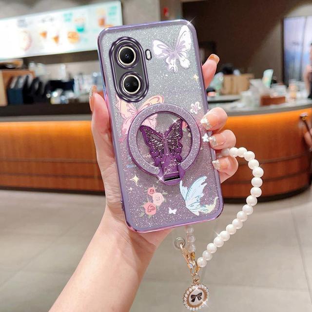 TEMU حافظة هاتف Huawei Nova 10 Se بتصميم لامعة وحزام معصم لؤلؤي