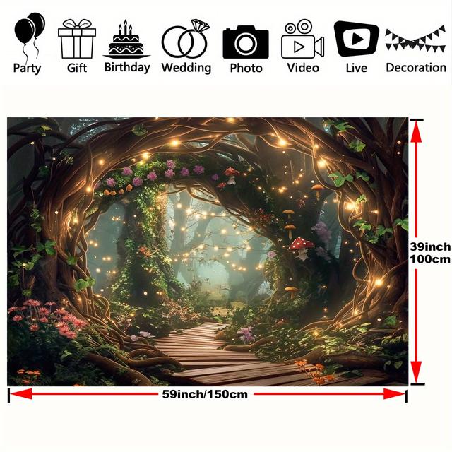 TEMU Fondo de Encantador con - Fondo de Fotografía de Poliéster para Fiestas, Bodas, y Más - Perfecto para Cabinas de Fotos y Decoración de Mesas de Pasteles