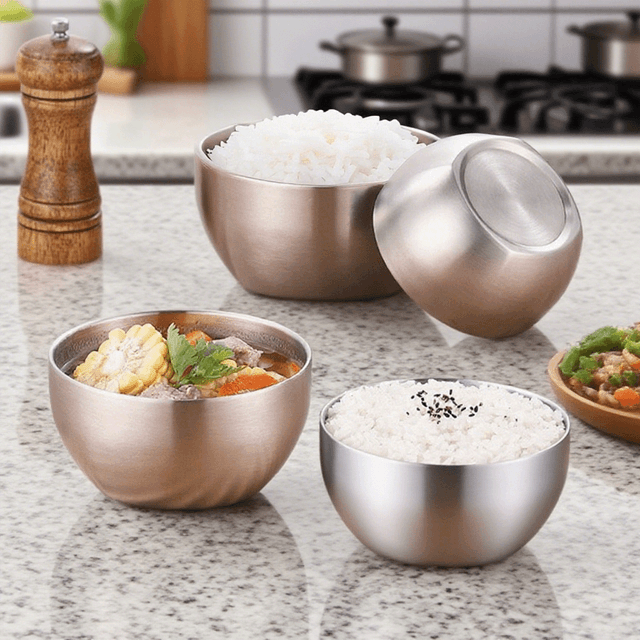 TEMU 4 ks Nerezové dvojitě vrstvené misky, Dvojitě izolovaná servírovací mísa, Termální mísa, Salátová mísa, Miska na , Vhodné do myčky nádobí, Servírování svačin, Dezertní mísa, Moderní nádobí