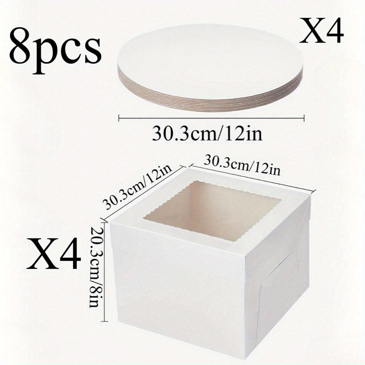 TEMU Set Of 8, 12-inch Cake Boxes Featuring A Window And Cake Board, Ideal For Birthdays, Parties, Weddings, And Banquets.