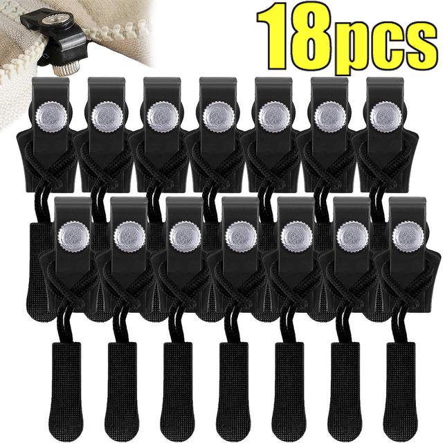 TEMU 18pcs Zipper Repair Kit Universal Instant Zipper Repair Replacement Zipper Slider Teeth Rescue Zipper Head 3 Different Sizes