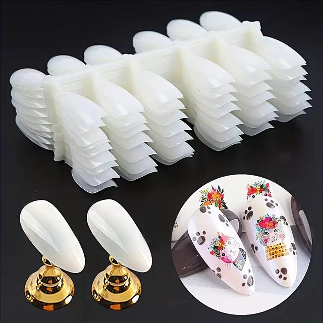 TEMU 120 stuks amandelvormige nepnagels, press-on tips voor het oefenen polish, ideaal voor het tonen en oefenen van manicuretechnieken