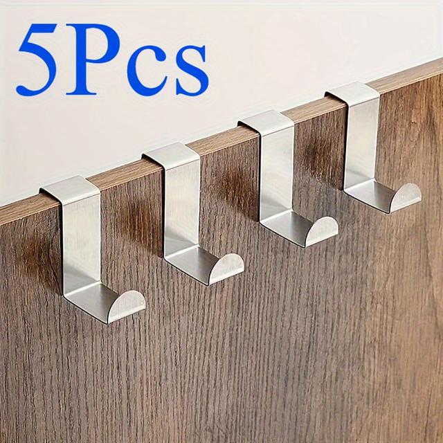 TEMU 1/3/5pcs Stainless Steel Z-shaped Hook, Door Kitchen Cabinet Door Dormitory Wardrobe No Punching Door Back Coat And Hat Hook