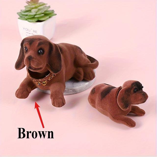 TEMU Shaking Head Dog Dashboard Toy - Cute Car Interior Accessory, In White, Yellow, Brown, Light Brown - Perfect Gift For & Car Decorative Puppy Statue Toy