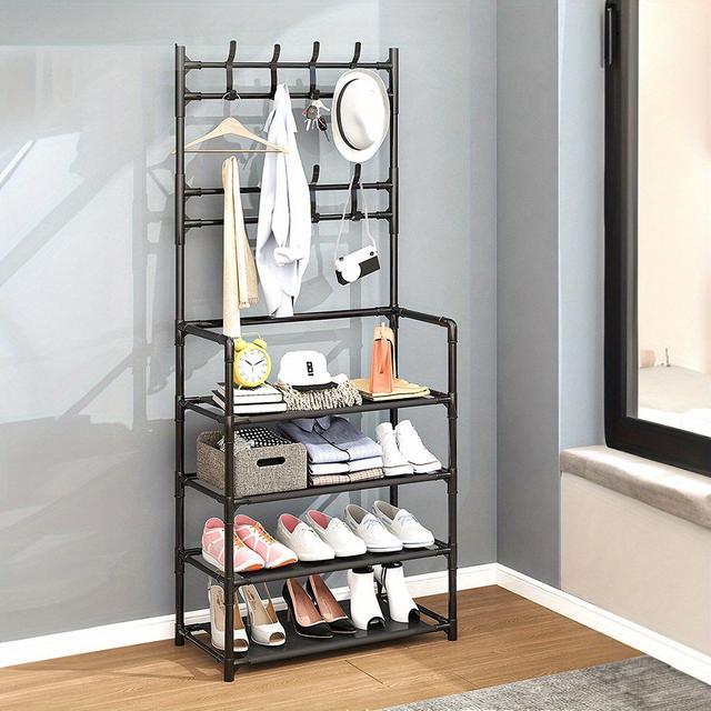 TEMU And Shoe Storage Metal Hallway Clothes Stand 8 , Metal Clothes Hanging Garment Display Stand 4 Storage