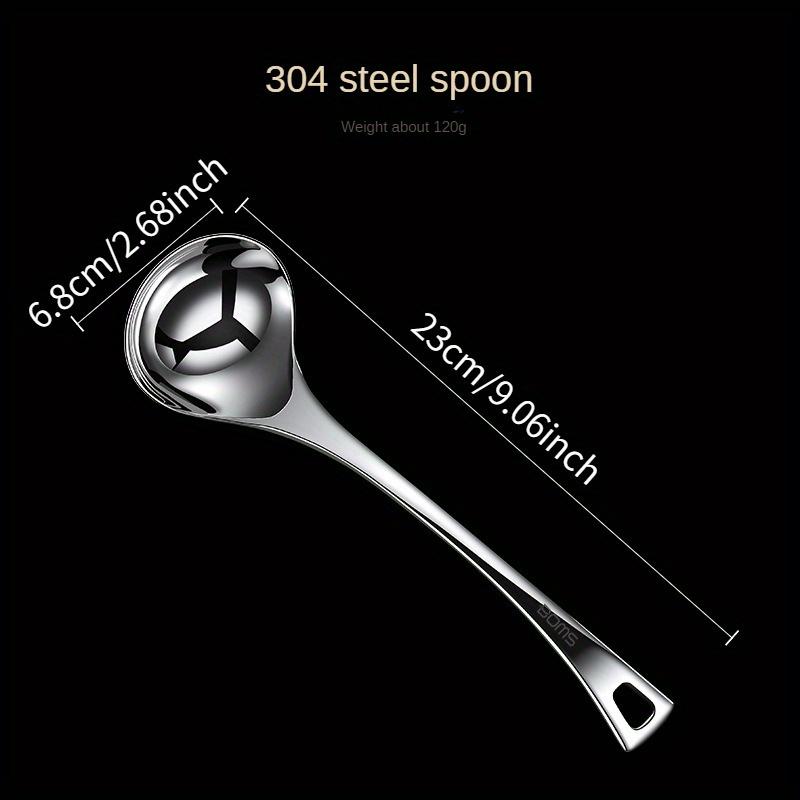 TEMU 304 Stainless Steel Soup Spoon Slotted Spoon Cooking Noodle Spoon Hot Pot Spoon Household Deepened Soup Spoon Soup Strainer Meat Spoon
