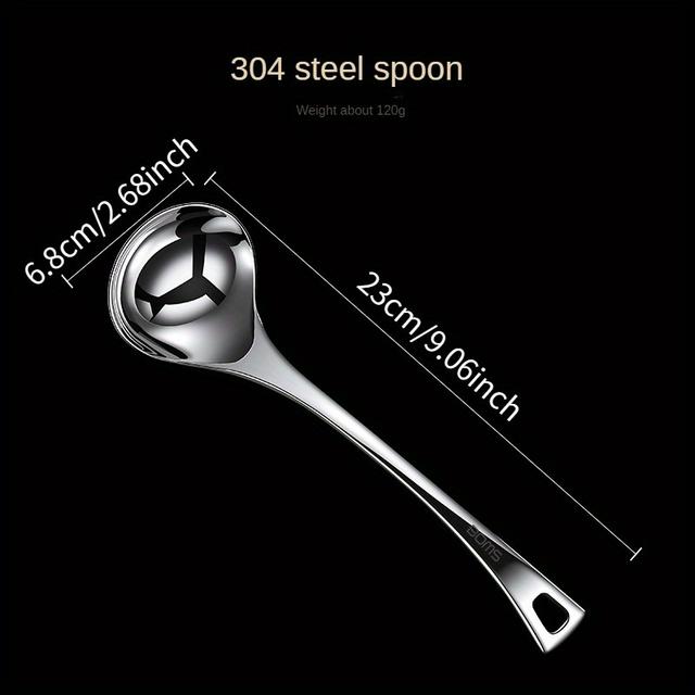 TEMU 304 Stainless Steel Soup Spoon Slotted Spoon Cooking Noodle Spoon Hot Pot Spoon Household Deepened Soup Spoon Soup Strainer Meat Spoon