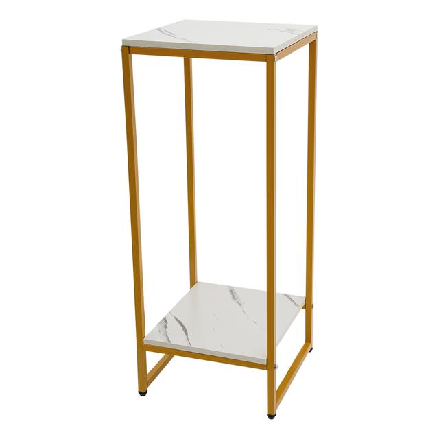 TEMU BuRuiYoten, 1 pièce Étagère de Rangement Multifonctionnelle à 2 Niveaux, Support à Fleurs Doré et Blanc, Support à Plantes, 30,2*30,2*75 cm / 11,89*11,89*29,53 pouces