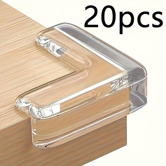 TEMU مجموعة زوايا سيليكون شفافة مضادة للتصادم، 20 قطعة، مناسبة لمقابس الطاقة وحماية حواف الأثاث، يمكن استخدامها بأمان في 6 غرف