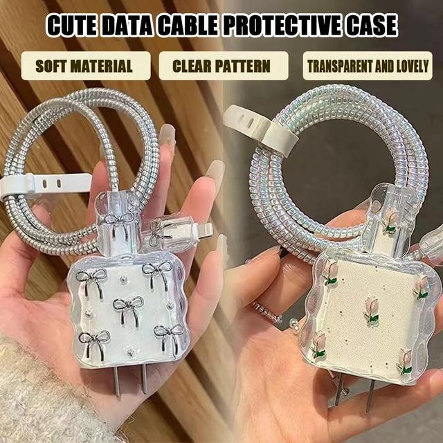 TEMU Charger Protectors Flower Charger Case Anti-breaking Cable Protectors For Ip 18/ 20w Charger