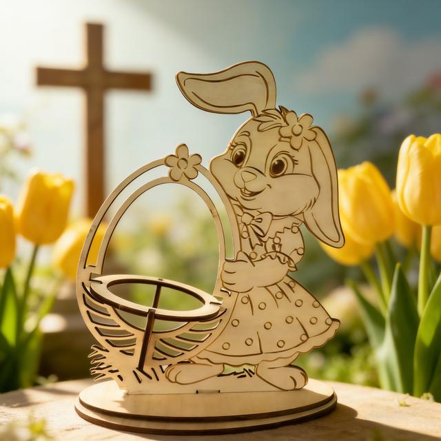 TEMU Portauova a forma di 3D - Espositore portauova a forma di in legno con accenti primaverili, centrotavola decorativo per feste di e di