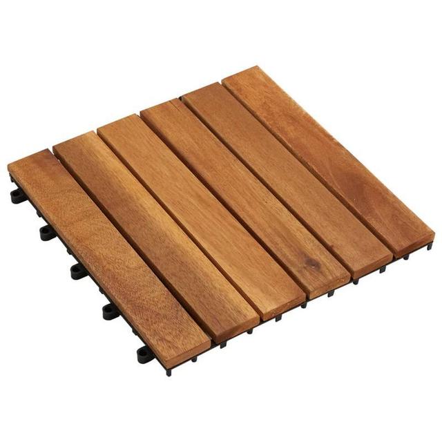 TEMU 10pcs Carreaux de Terrasse en Bois d'Acacia, Résistants aux Intempéries 30x30cm pour Balcons, de Bain et Piscines - Installation par Adhésif , Naturelle