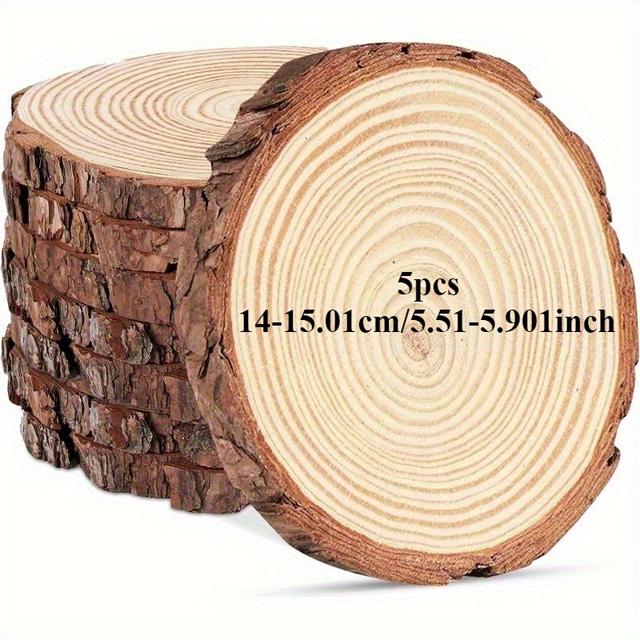 TEMU 5pcs / Slices - Thick Unfinished Wood Rounds (5.51-5.9 Inch) For Rustic Wedding, Party & Christmas Centerpieces, Table Decor - Grain Tree Log Slices With Ring Patterns, Diy Craft, Christmas Decor