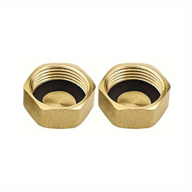 TEMU 1/2/4pcs 1/2-inch Brass Hex End Cap - Internal Thread Leak-proof Pipe Fitting, Suitable For Hvac Valves, Faucets, Washing Machines - Durable Plumbing Accessory With Metal Structure