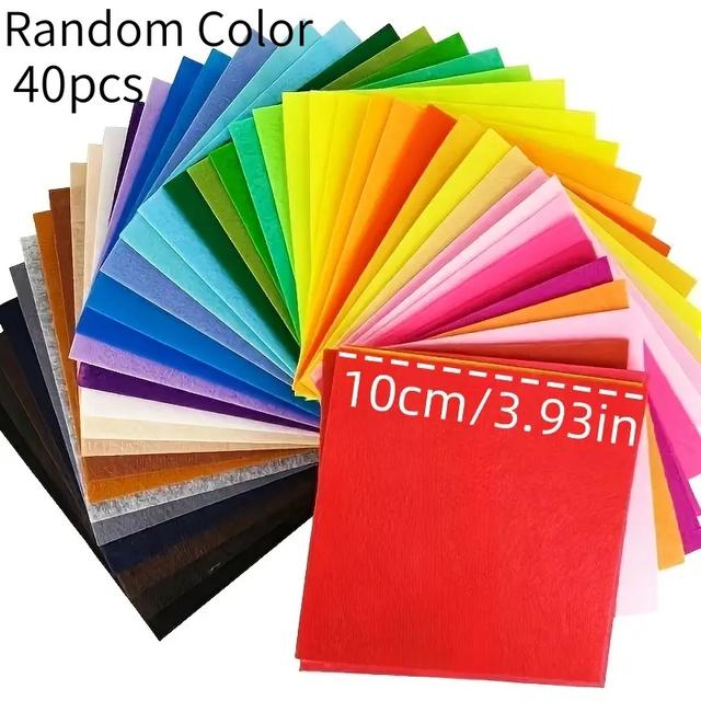TEMU 40pcs Bright Soft Felt Fabric- 1mm Thick, Assorted Colors, Perfect For Diy Crafts And Sewing Projects, Non-woven Hand-woven Material