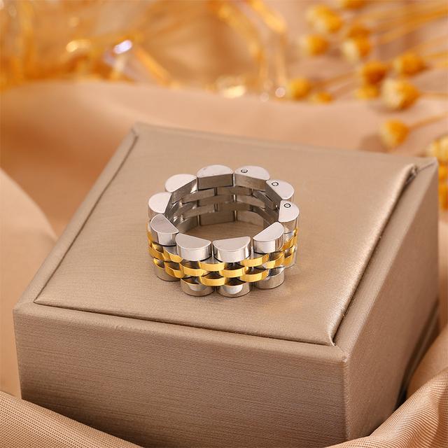 TEMU 1pc Exquisite And Beautiful Stainless Steel Ring, Creative Strap Design, Exquisite Accessories For Men And Women, Suitable For Daily Commuting And Travel