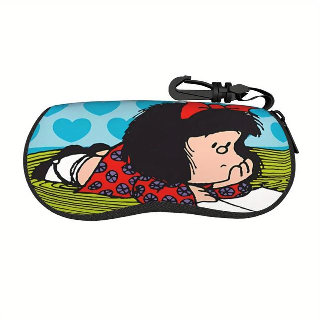 TEMU Biihudu Kawaii Glasses Case - Cute Red Bow & , Durable Protective Cover With Black Strap, Stylish For Men, Glasses Case