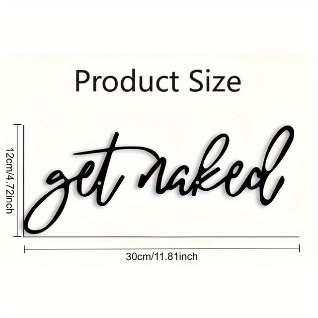 TEMU Modern Black 'get Naked' Metal Wall Art - Chic Iron Bathroom Decor, Minimalist Home Accent For Modern Interiors, Wall-mounted Design, Bathroom Decor Wall Art, Calligraphy Style