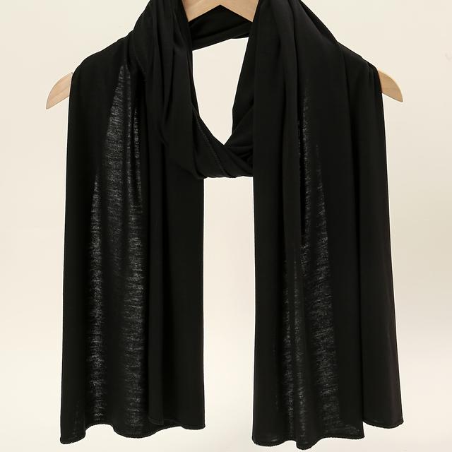 TEMU 1pc Elegant Solid Color Ramadan Scarf - Soft, Breathable Polyester Headscarf, Machine Washable, Ideal For & Eid Al-fitr Celebrations, In Multiple Colors