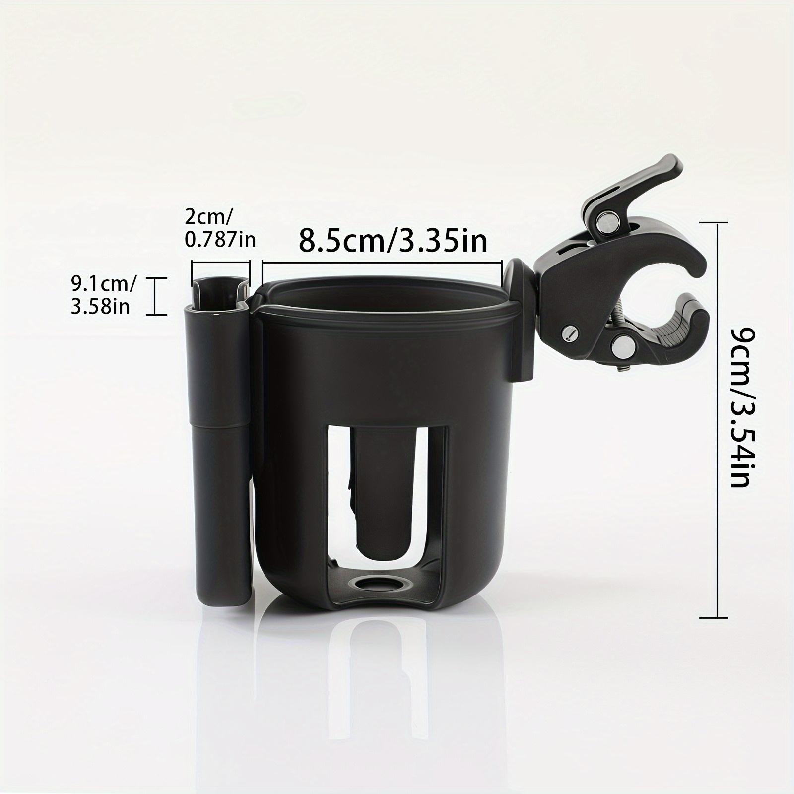 TEMU 2-in-1 Stroller Cup Holder With Phone Mount, Bottle And Water Cup Rack For Trolley And Bicycle, Durable Abs Material, Black, Secure Dual-function Design For Parents On The Go