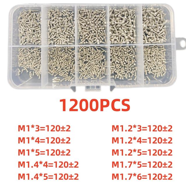 TEMU 600/1200pcs Miniature -tapping Set - For , Watches, Phones, Cameras, Laptops - Steel, , M1/m1.2/m1.4/m1.7