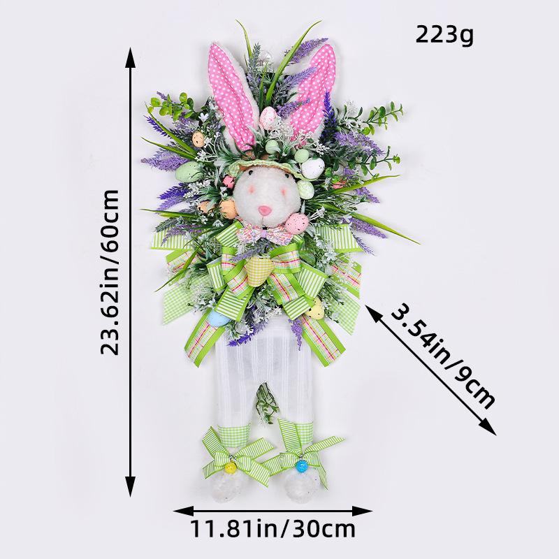 TEMU 1pc, Easter Plush Bunny Wreath Artificial Ornament, With Egg And Faux Greenery Design, Cute Home Decor Gift - Suitable For All Indoor Door Window Background Wall And Outdoor Decoration