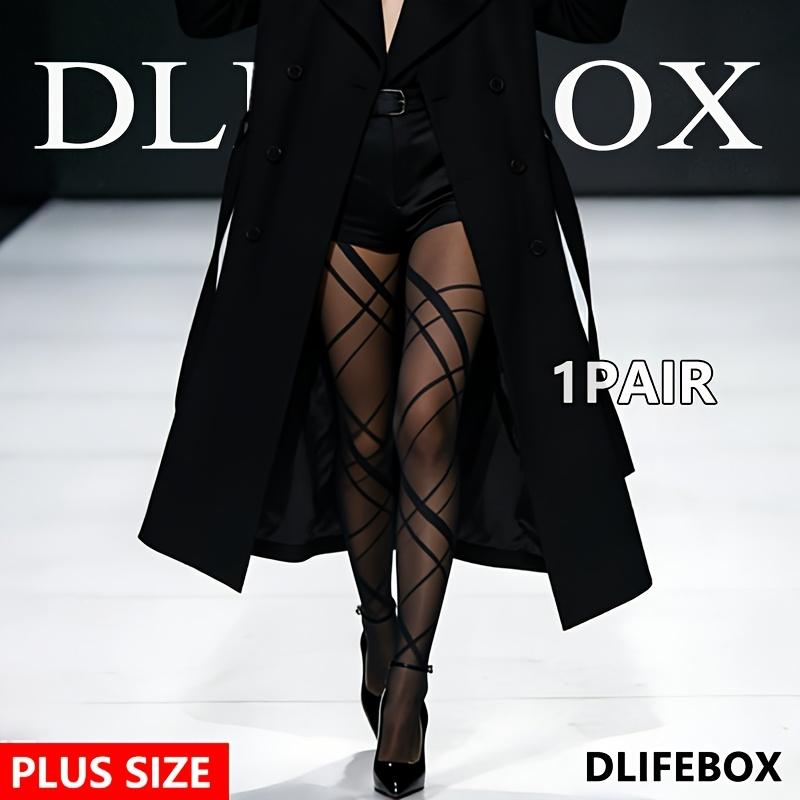 TEMU Elegant Women's Irregular Rhombus Pattern Tights, Black, High-elasticity Stockings, Suitable For All , Plus-size Sheer Tights, Versatile For Styles, , , Sexy, Fashionable Stockings