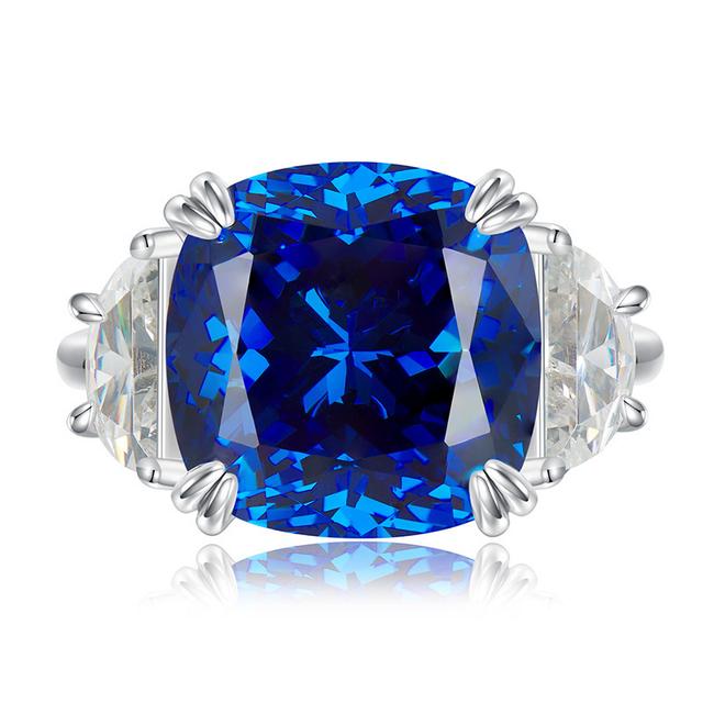 TEMU This Popular New S925 Ring In Royal Blue Moissanite Is Perfect For Marriage Proposals, Gifts, Mother's Day, And For Girlfriends. It's Essential For Various Events Like Parties And Dinners