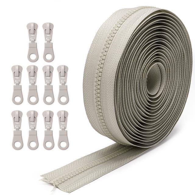 TEMU A Set Of Zippers, Size 5 Resin Zippers, Includes 10 Matching Zipper Pulls, Suitable For Home Sewing And Diy Zipper Replacements.